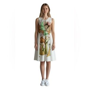 Clover Canyon Midi Dress Women's XS Scuba Full Zip Sleeveless A Line Abstract
